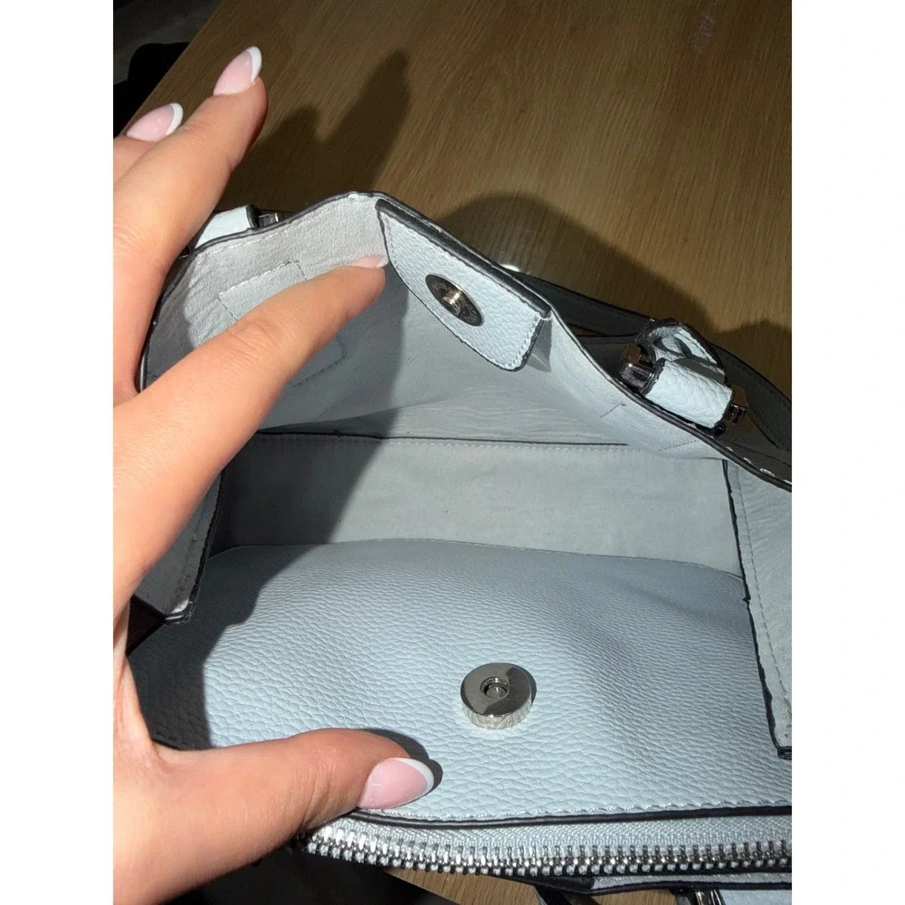 Steve Madden Light Blue Pebbled Satchel Crossbody Bag with Coin Purse Accessory